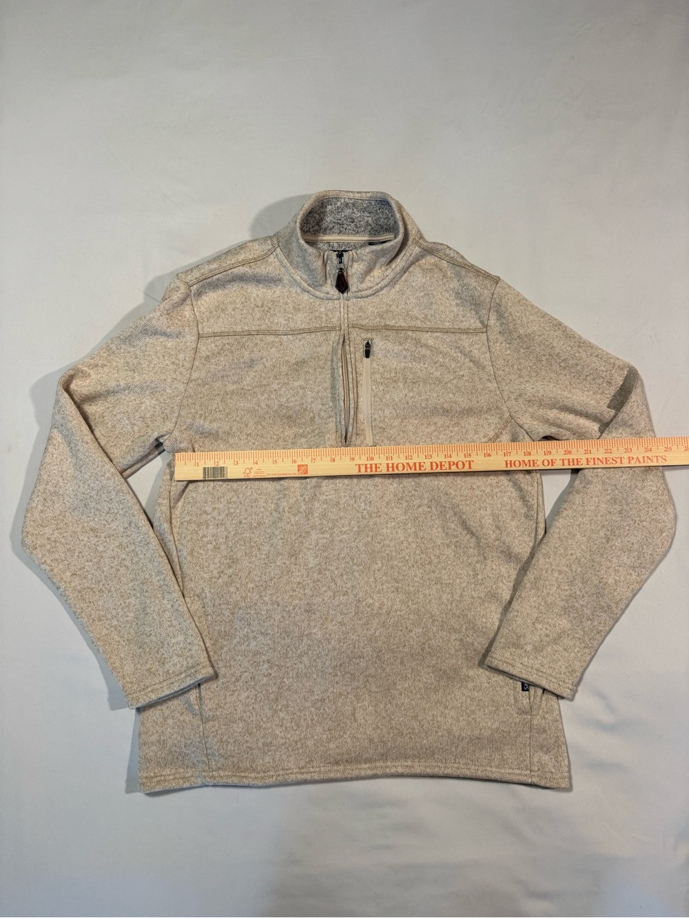 Chaps Beige and Gray Quarter-Zip Sweater